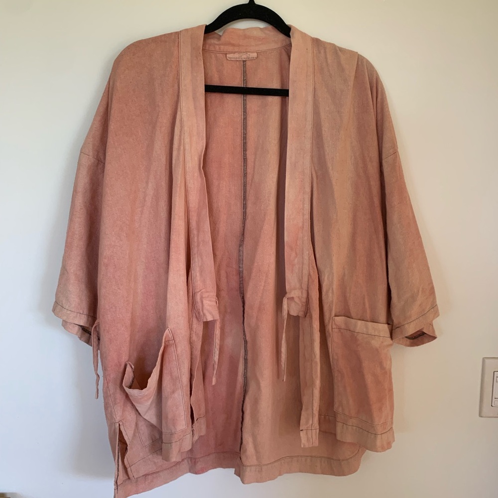 Raw silk hand dyed  Kimono